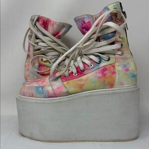 UNIF Pastel Tie Dye Platform Boots Y2K Rave Fairy Alt Shoes US 7 Pastel Grunge